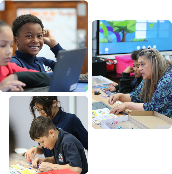 Students engaged in various activities in a science lab, showcasing teamwork and experimentation